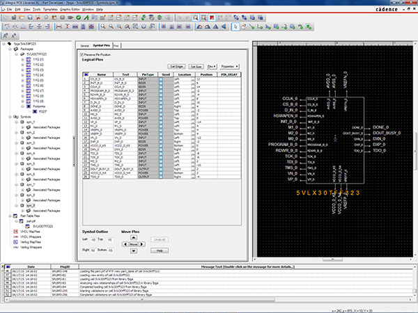 Screenshot of Cadence Allegro PCB Librarian environment