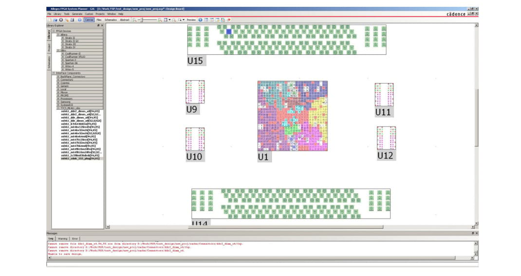 Placement/floorplan view provides users relative placement of critical components for optimum pin assignment synthesis