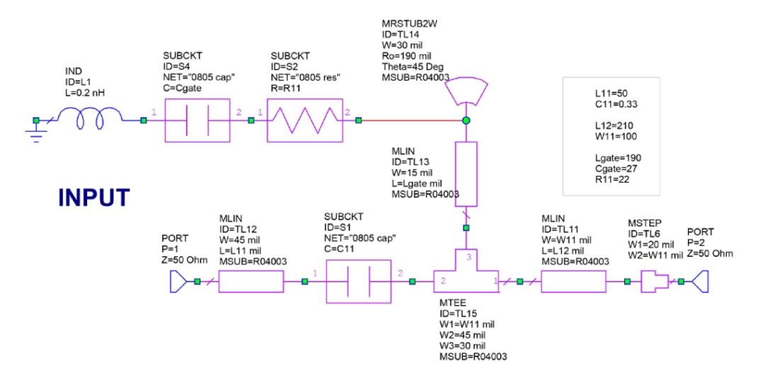 LNA input RF circuit