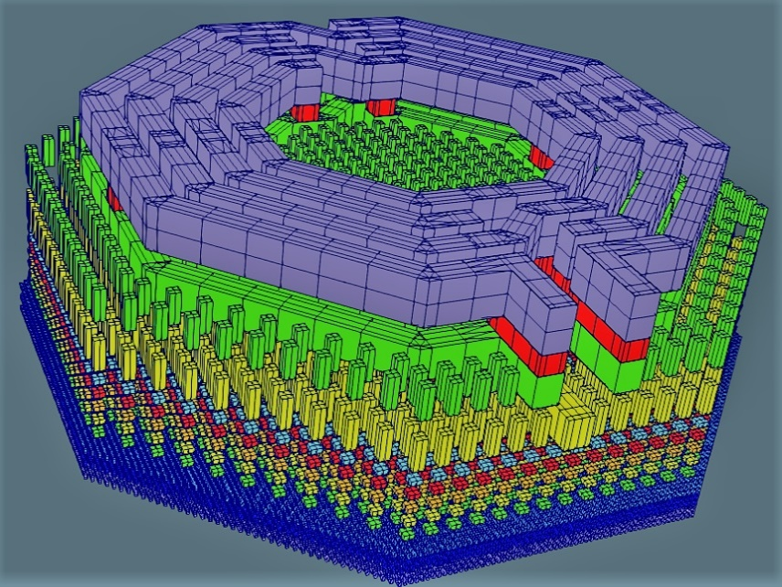 3D mesh view of an inductor with sample fill and shield