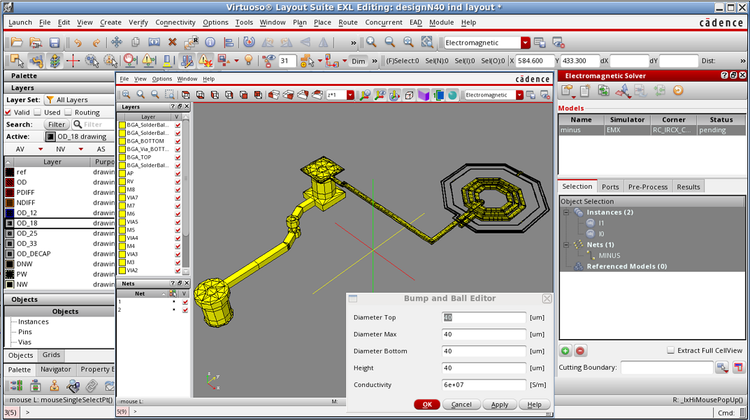 Chip+package co-simulation with the EMX Solver using the Virtuoso RF flow