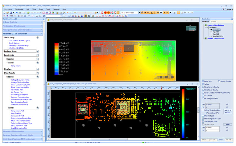 The Sigrity PowerDC environment's electrical and thermal  co-simulation efficiently pinpoints design risks