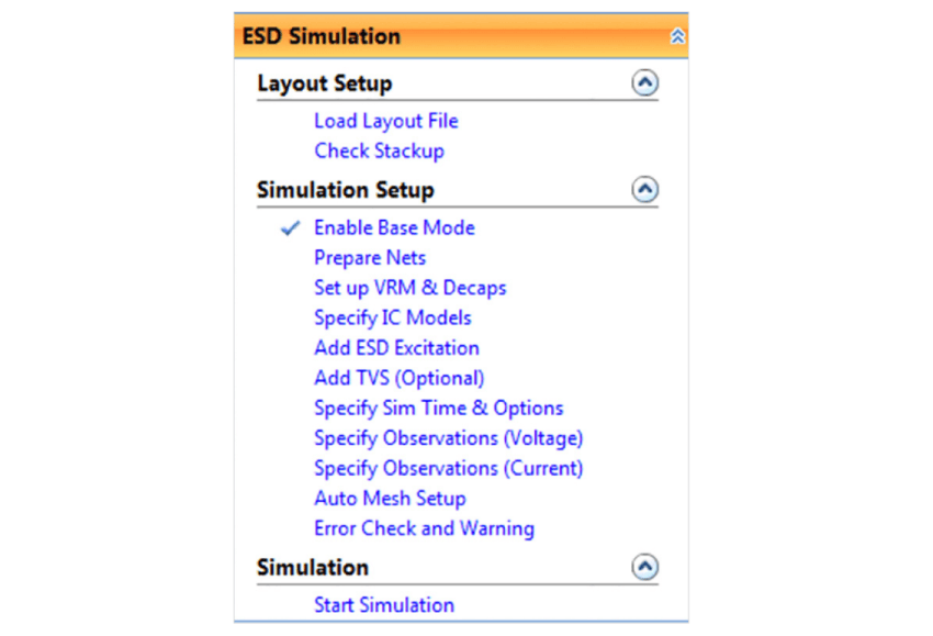 Figure 7: Sigrity SPEED2000 workflow setup for ESD Simulation