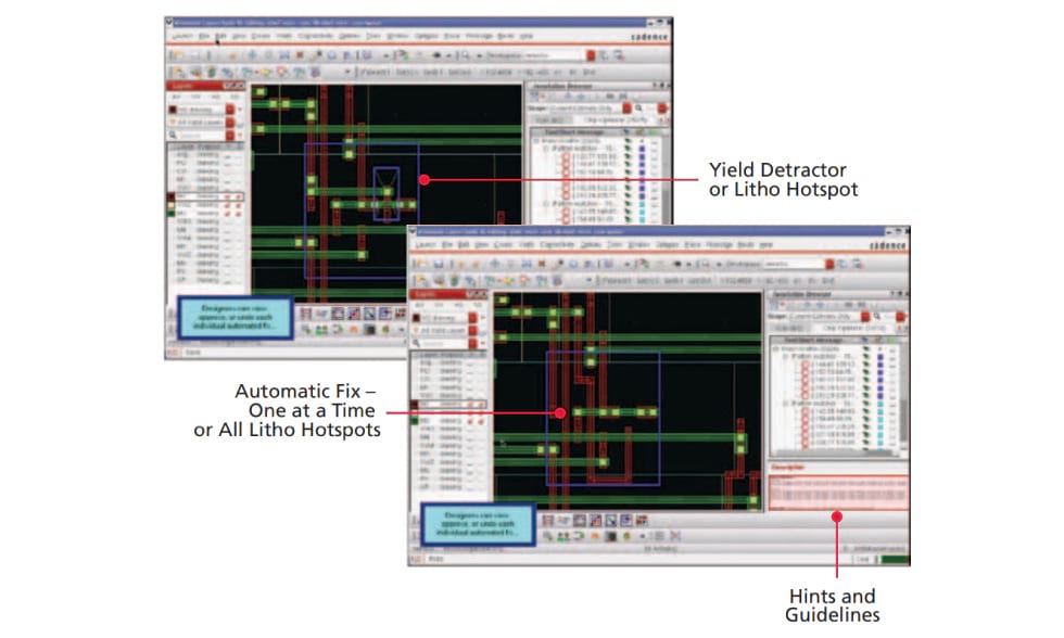 Virtuoso DFM delivers a true in-design experience for detecting and fixing yield-detractors patterns or litho hotspots