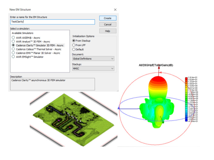 Figure 5. Clarity 3D Solver integration within the Microwave Office software expands the available EM simulators to cover large, complex 3D structures