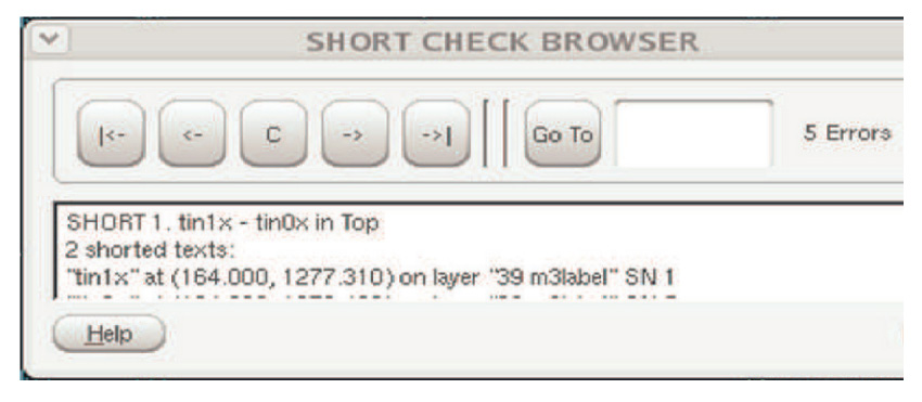Figure 1: GUI of standard tool for checking shorts