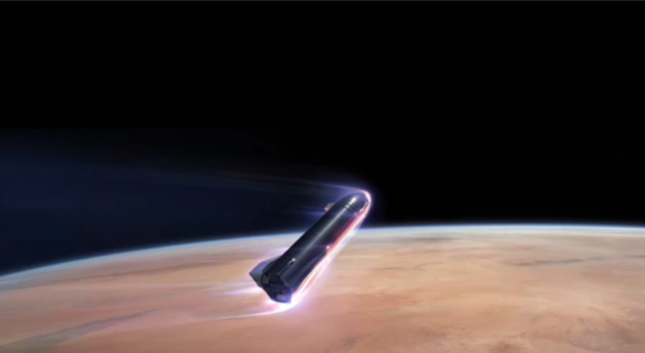 Starship reentering into Mars’s atmosphere