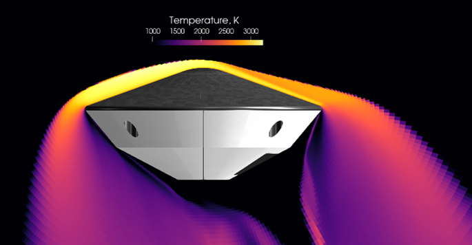 Temperature contours around the spacecraft