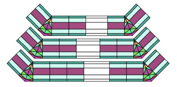 Wire mesh with colored isomorphic shapes